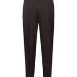 Pantaloni con pieghe frontali in marrone 