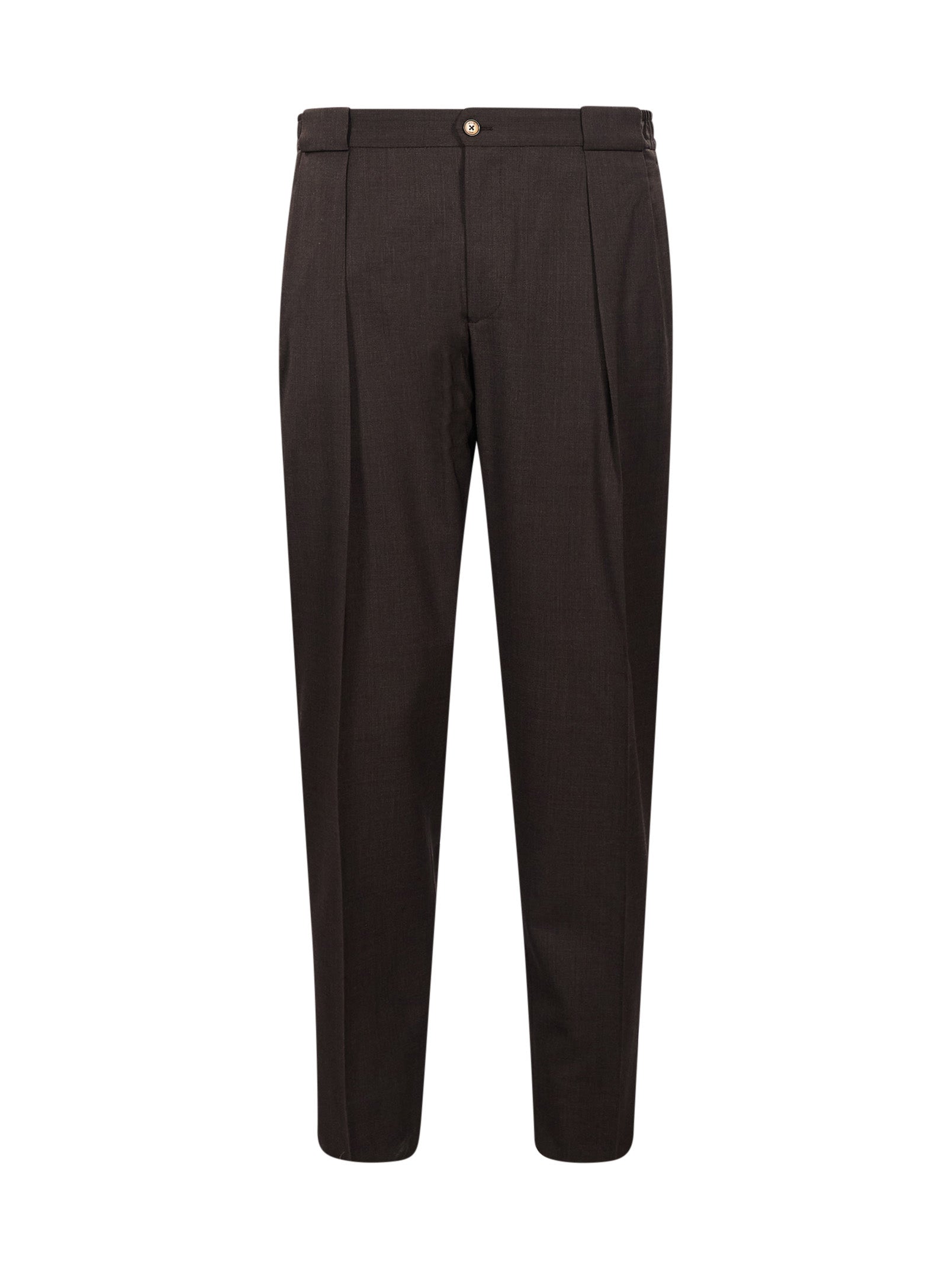 Pantaloni con pieghe frontali in marrone 