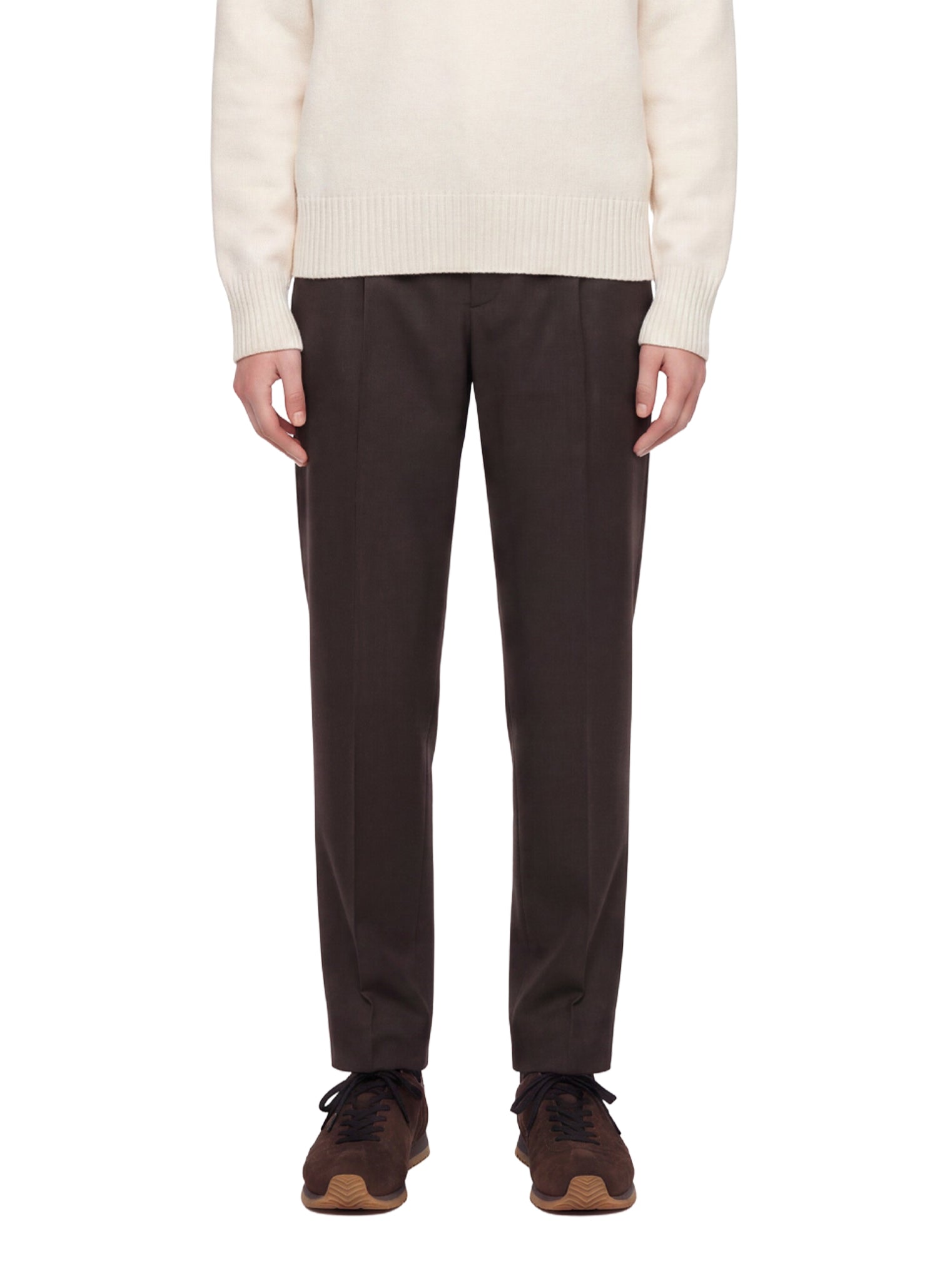 Pantaloni con pieghe frontali in marrone 