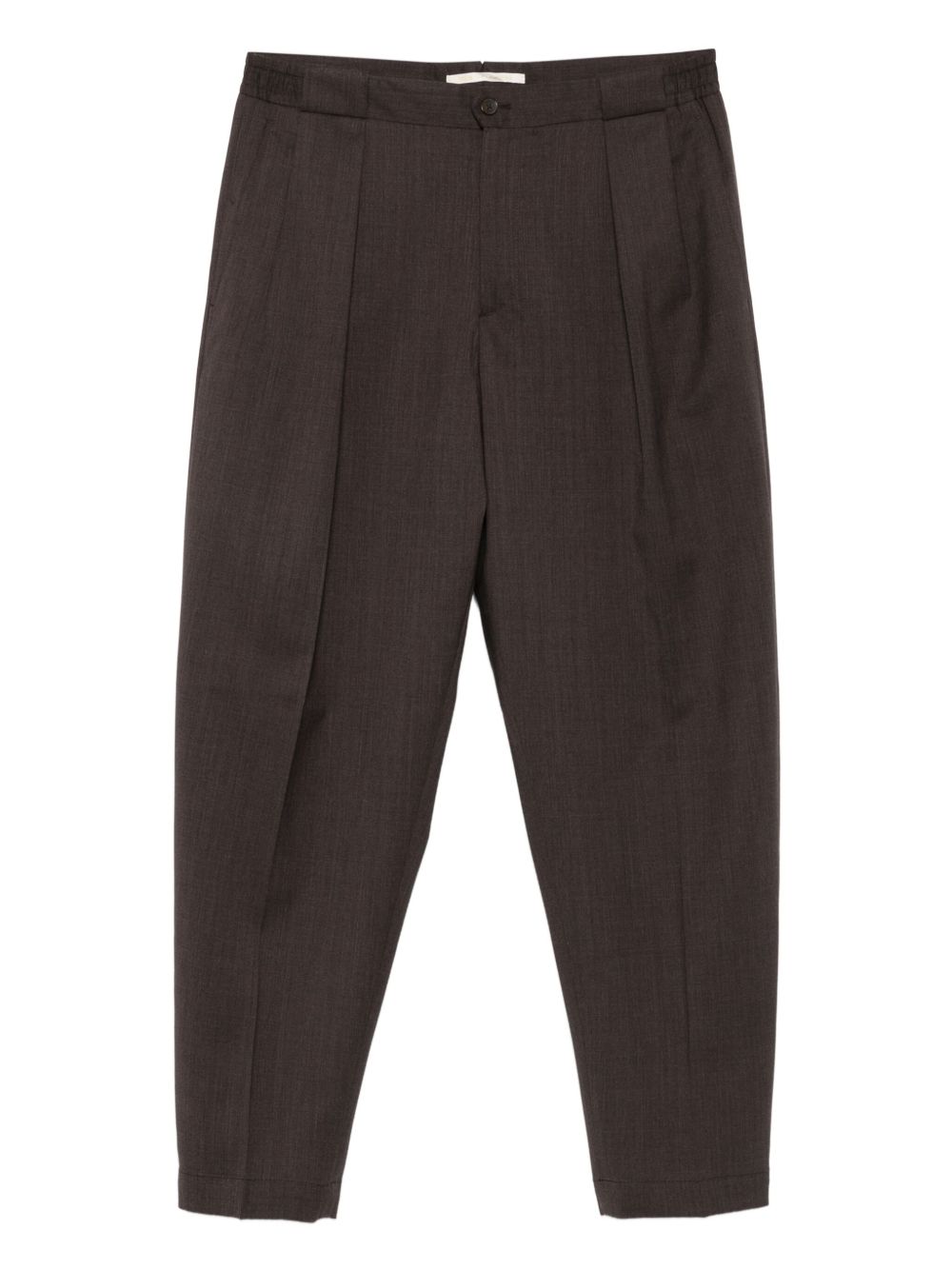Pantaloni con pieghe frontali in marrone 