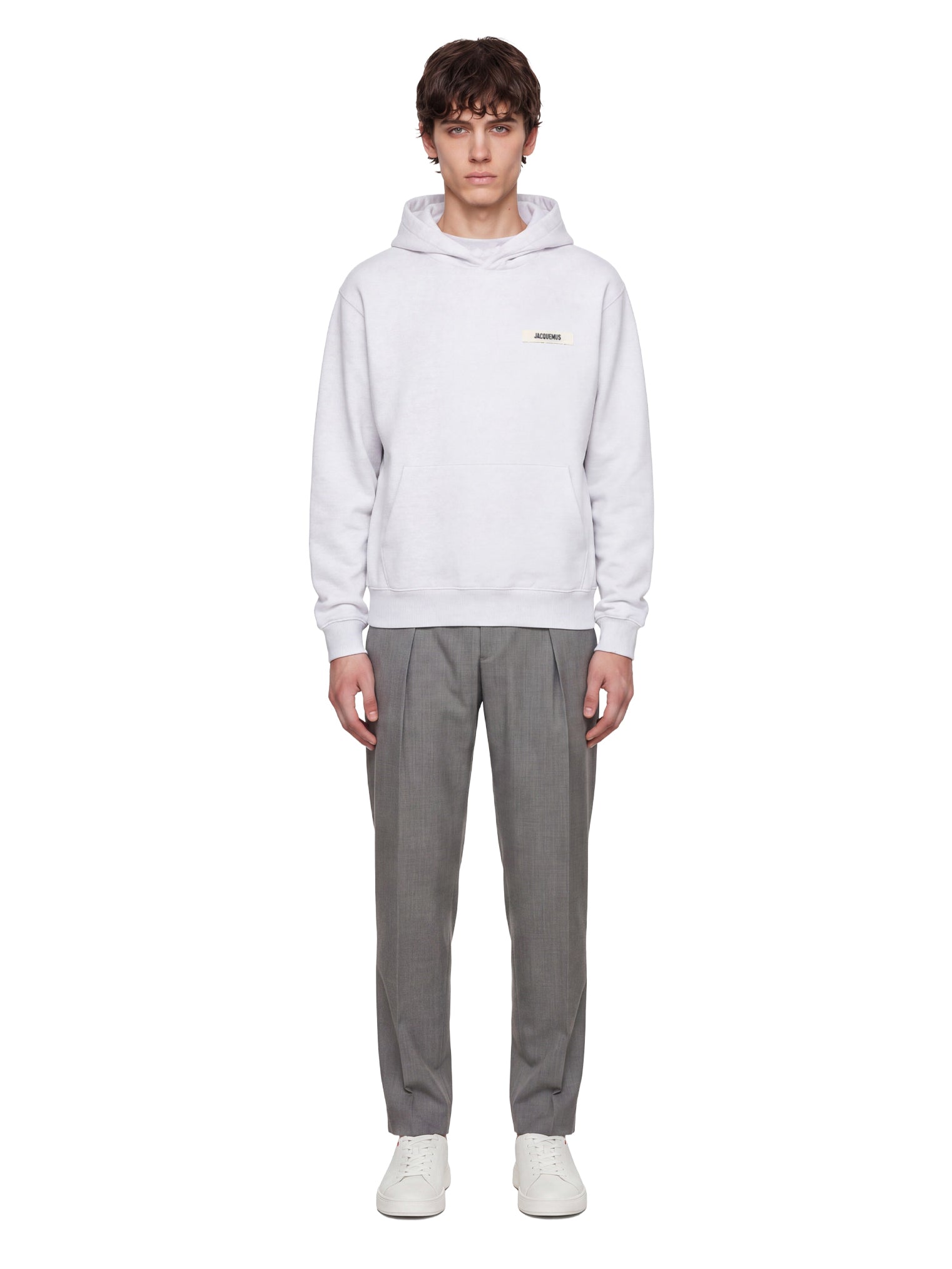 Pantaloni con pieghe frontali in grigio 