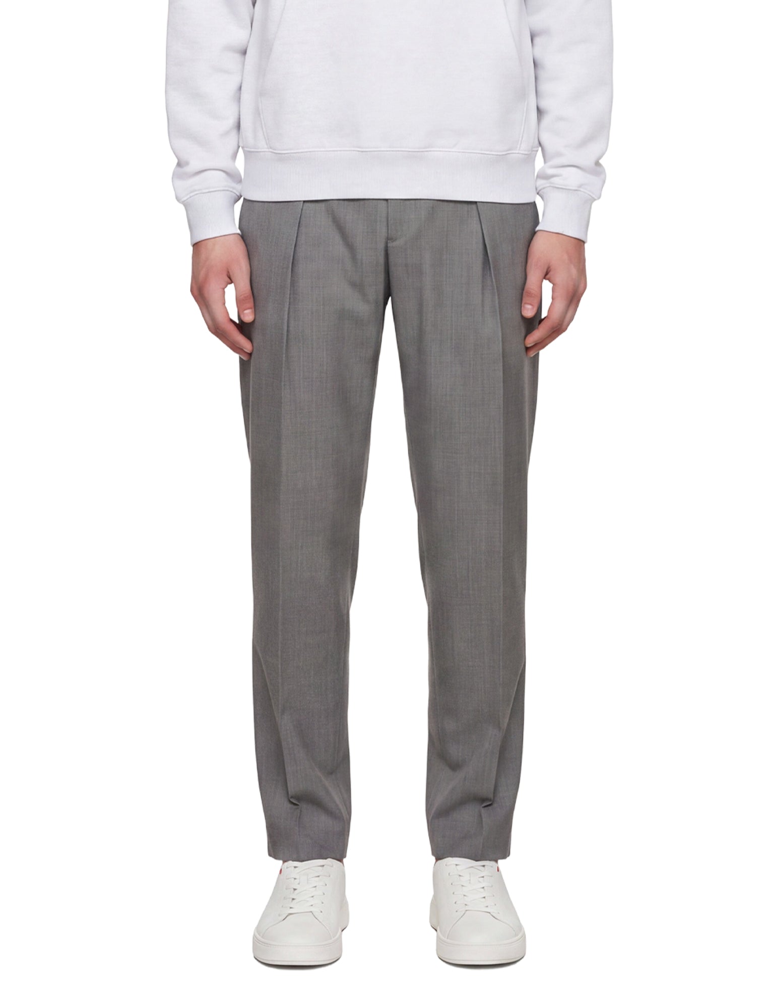 Pantaloni con pieghe frontali in grigio 