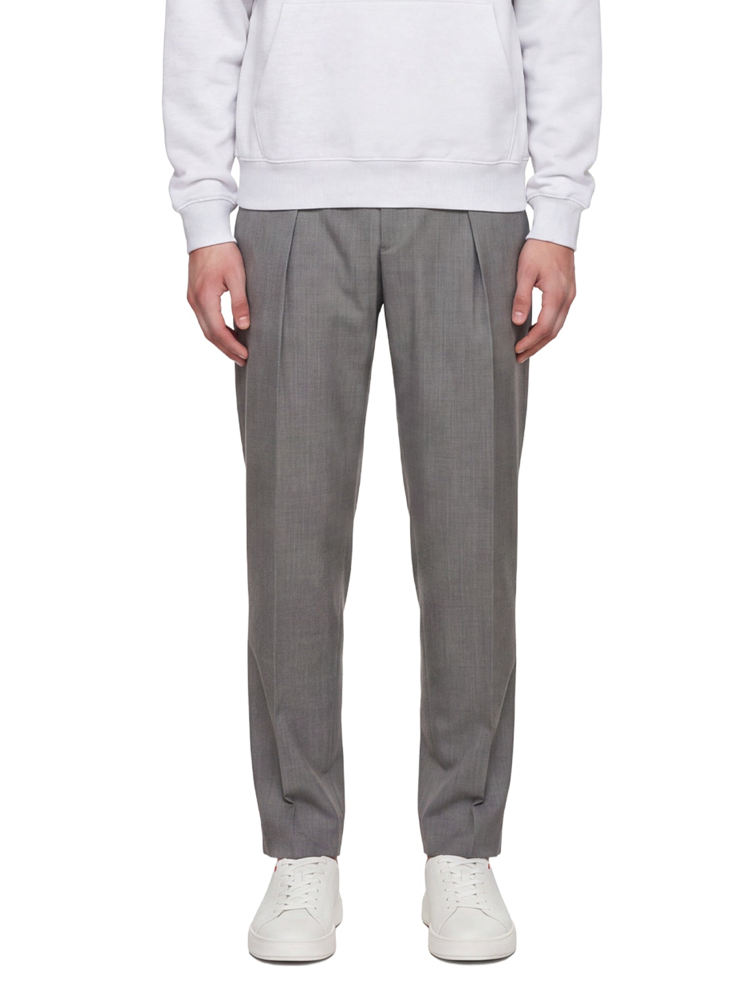 Pantaloni con pieghe frontali in grigio 
