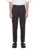 Dark gray trousers with front pleats