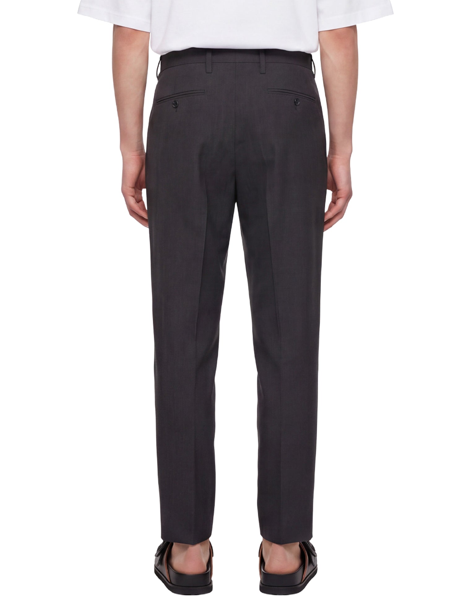 Pantaloni con pieghe frontali in grigio scuro 