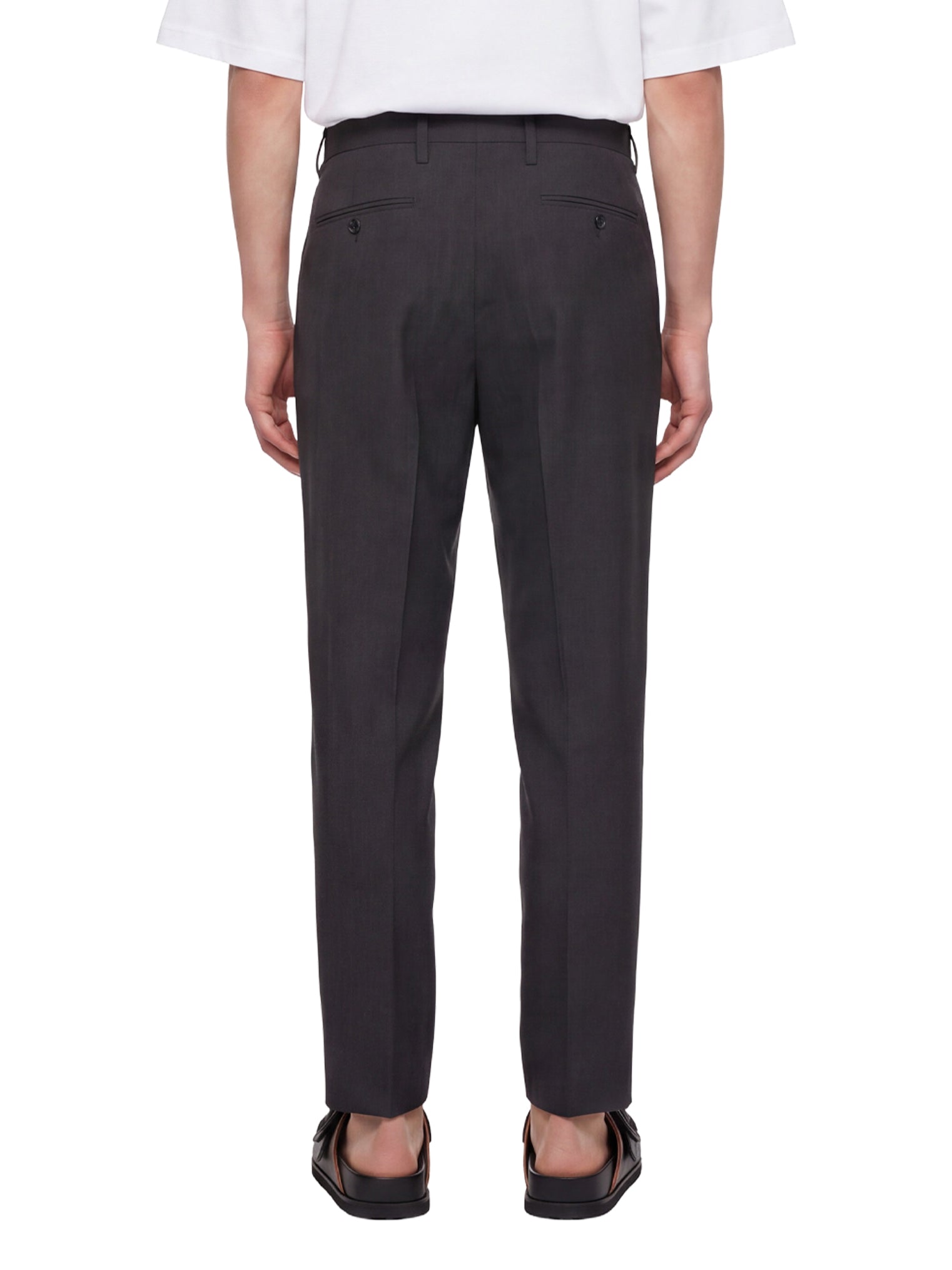 Pantaloni con pieghe frontali in grigio scuro 