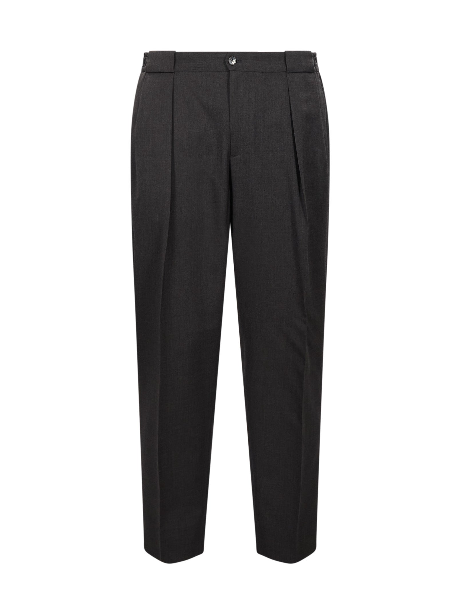 Pantaloni con pieghe frontali in grigio scuro 