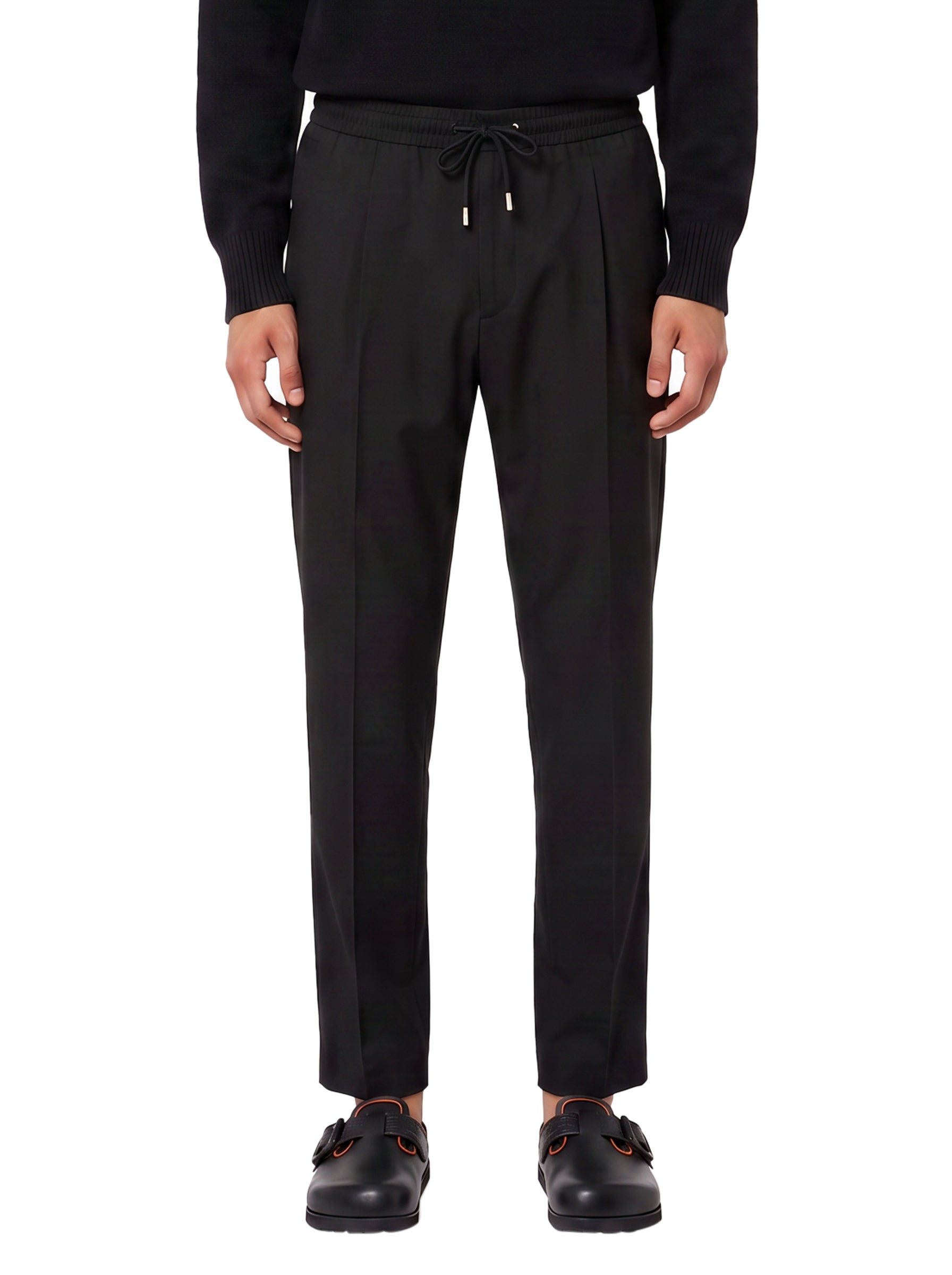 Pantaloni in lana con coulisse Wimbeldon in nero 