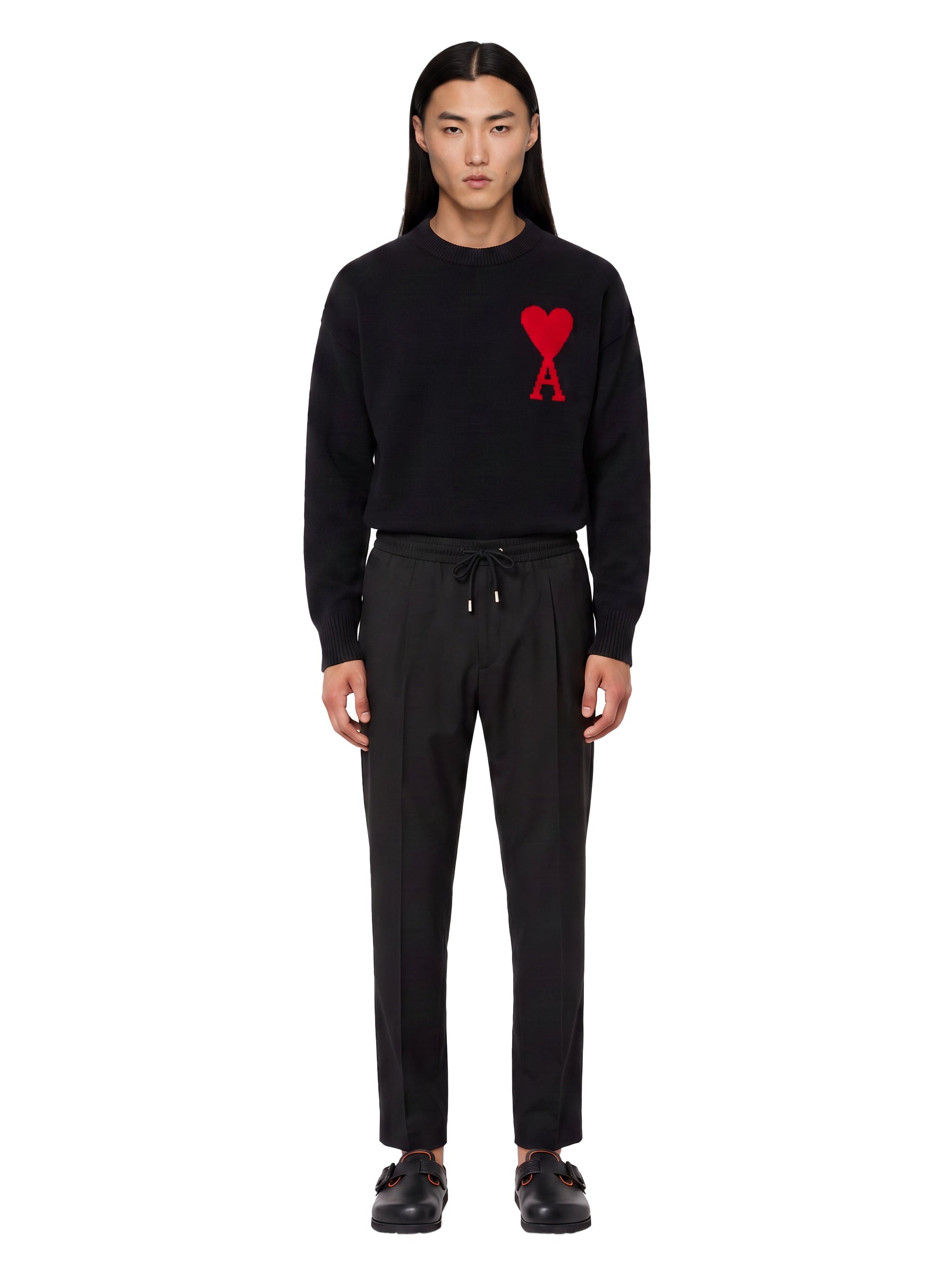 Pantaloni in lana con coulisse Wimbeldon in nero 
