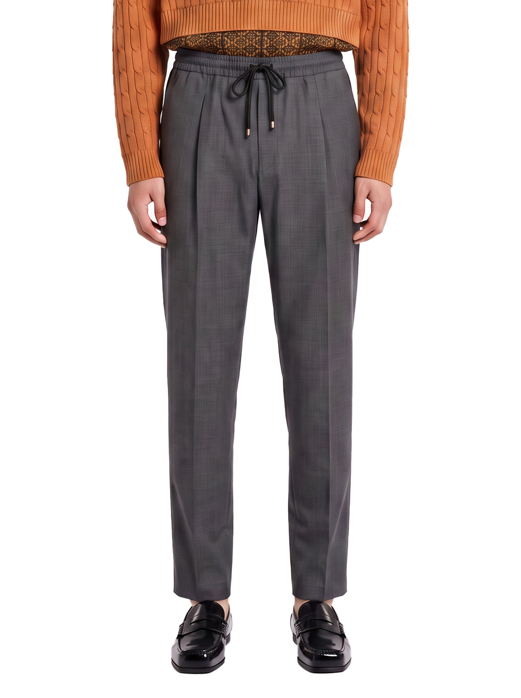 Pantaloni in lana con coulisse Wimbeldon in grigio 