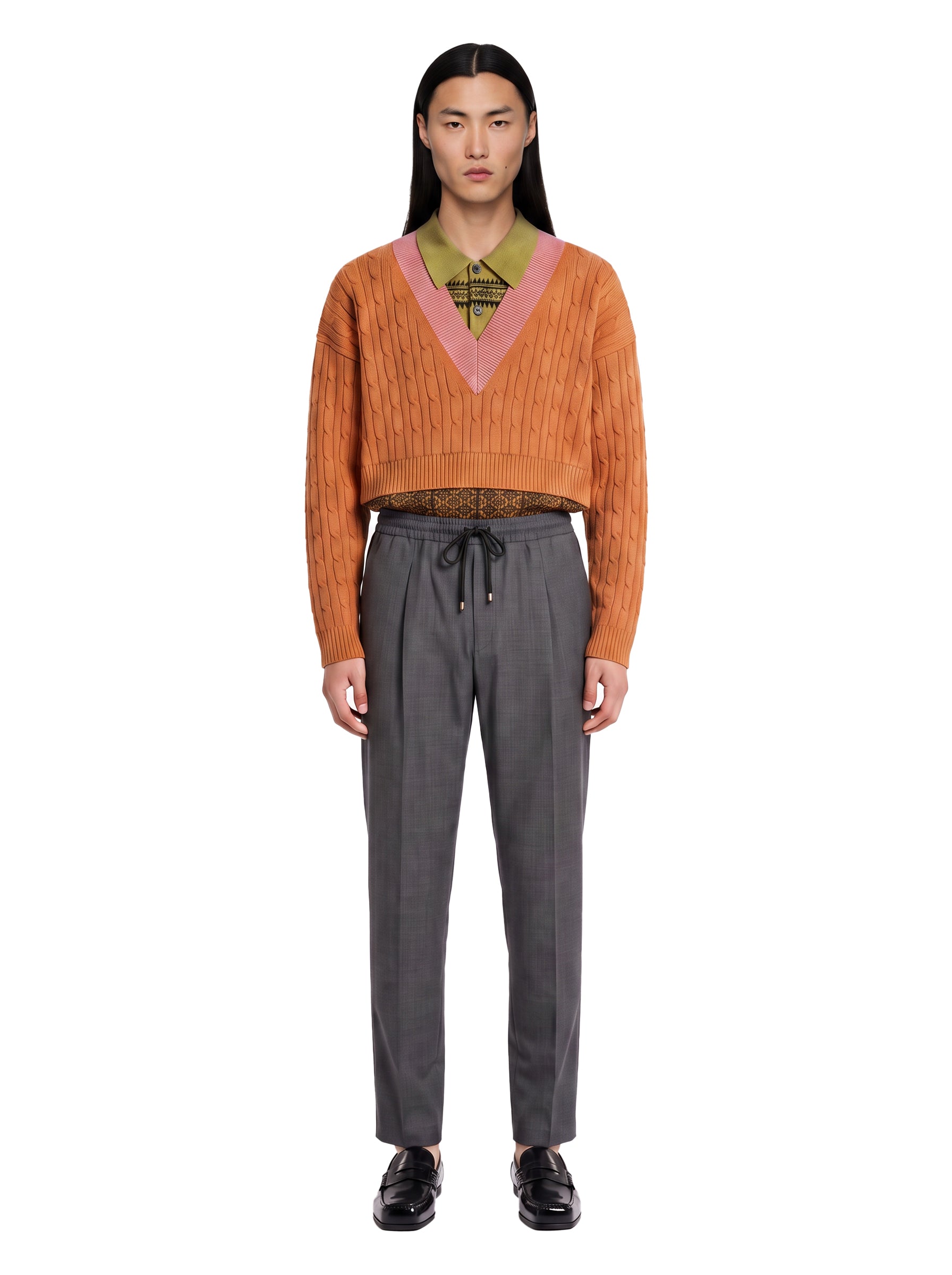 Pantaloni in lana con coulisse Wimbeldon in grigio 