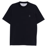 T-shirt a maniche corte in blu Brunello Cucinelli - uomo 