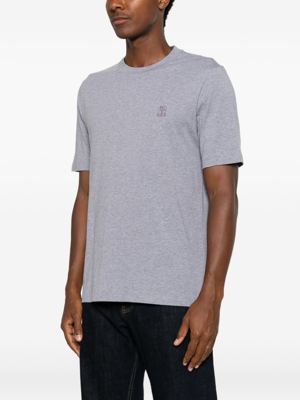 T-shir a maniche corte con logo in grigio 