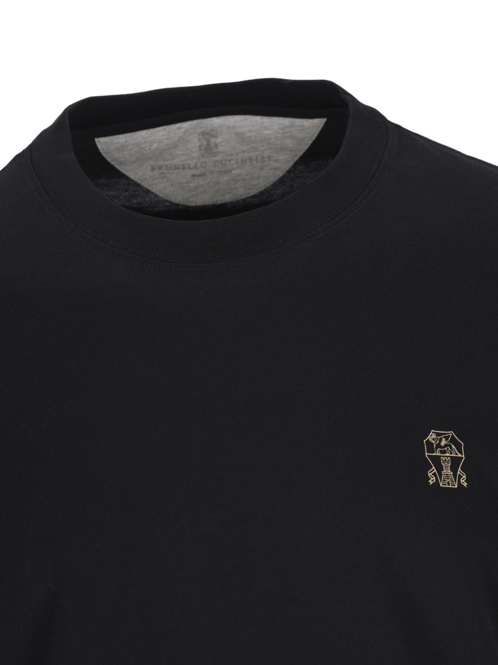 T-shirt con logo ricamato in nero Brunello cucinelli - uomo 