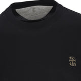 T-shirt con logo ricamato in nero Brunello cucinelli - uomo 
