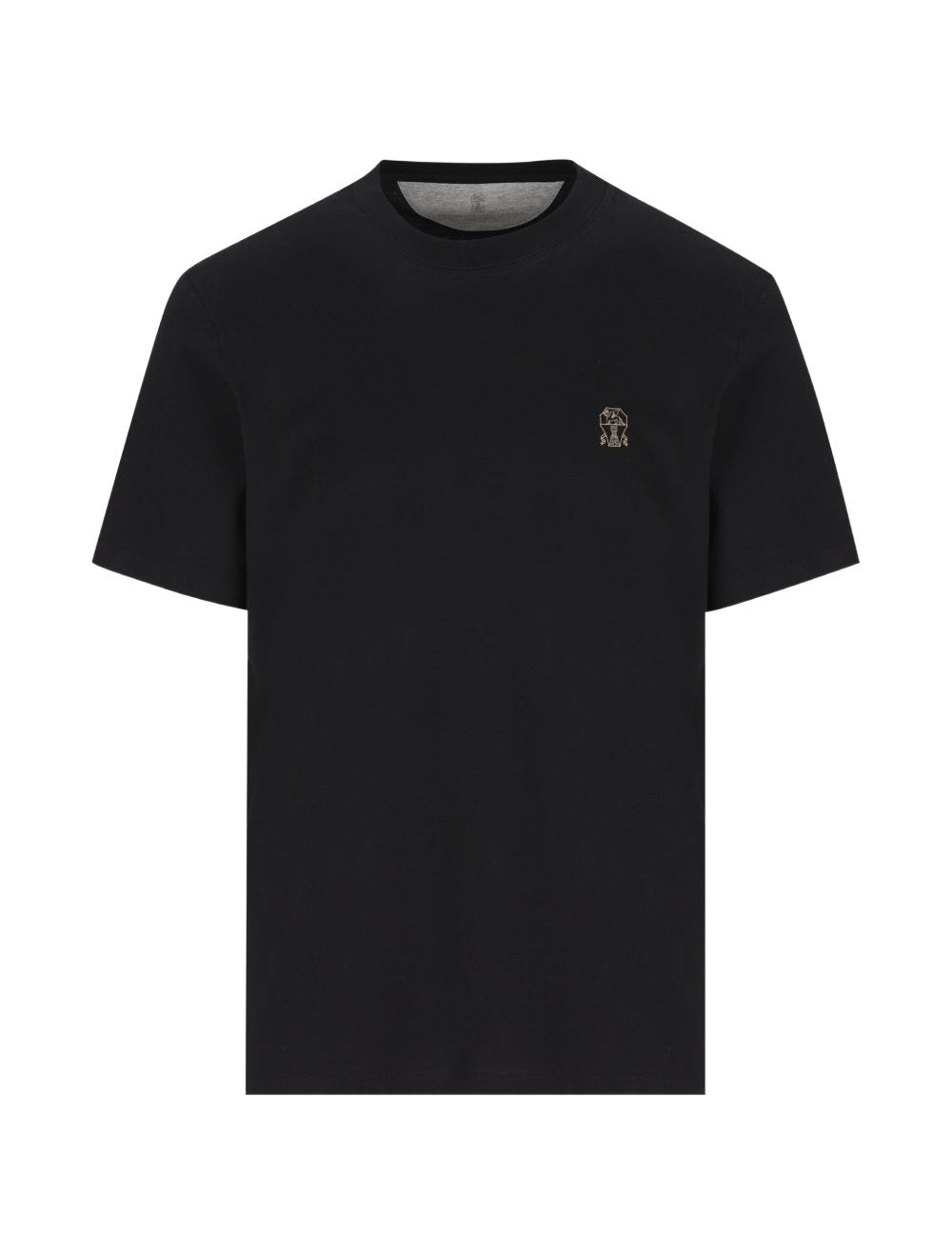 T-shirt con logo ricamato in nero Brunello cucinelli - uomo 
