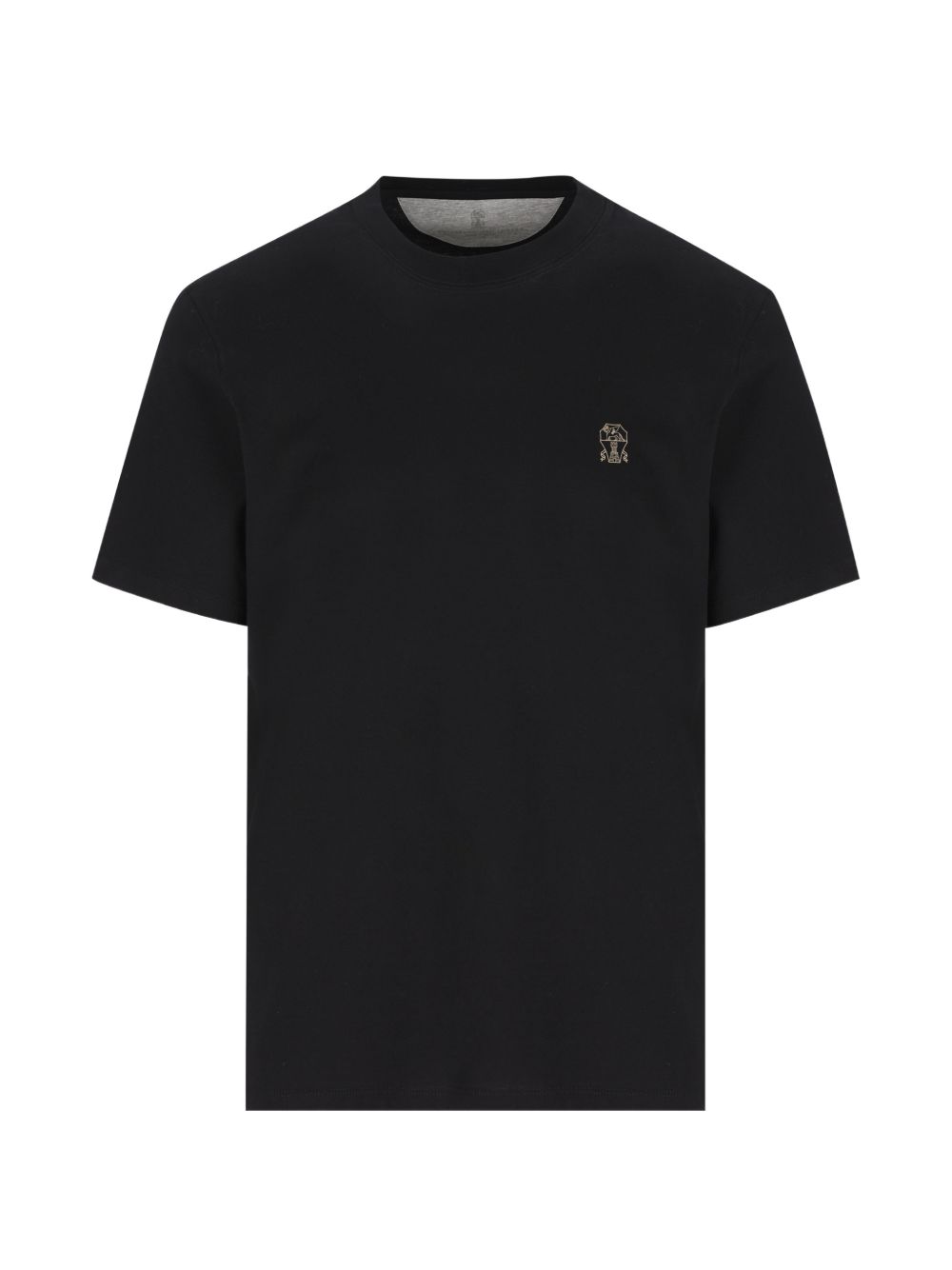 T-shirt con logo ricamato in nero Brunello cucinelli - uomo 