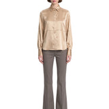 Camicia in raso di seta con motivo Monili in beige 