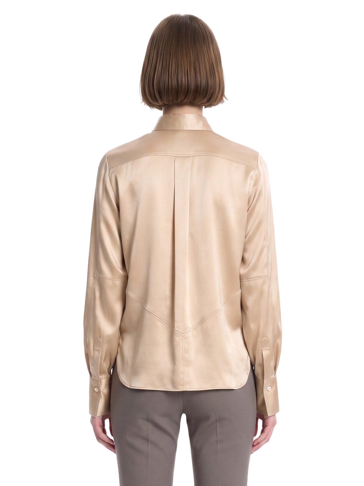 Camicia in raso di seta con motivo Monili in beige 