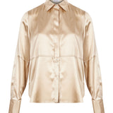 Camicia in raso di seta con motivo Monili in beige 