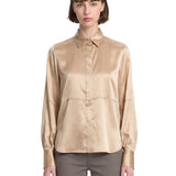 Camicia in raso di seta con motivo Monili in beige 