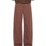 Jeans in denim a gamba ampia in marrone 