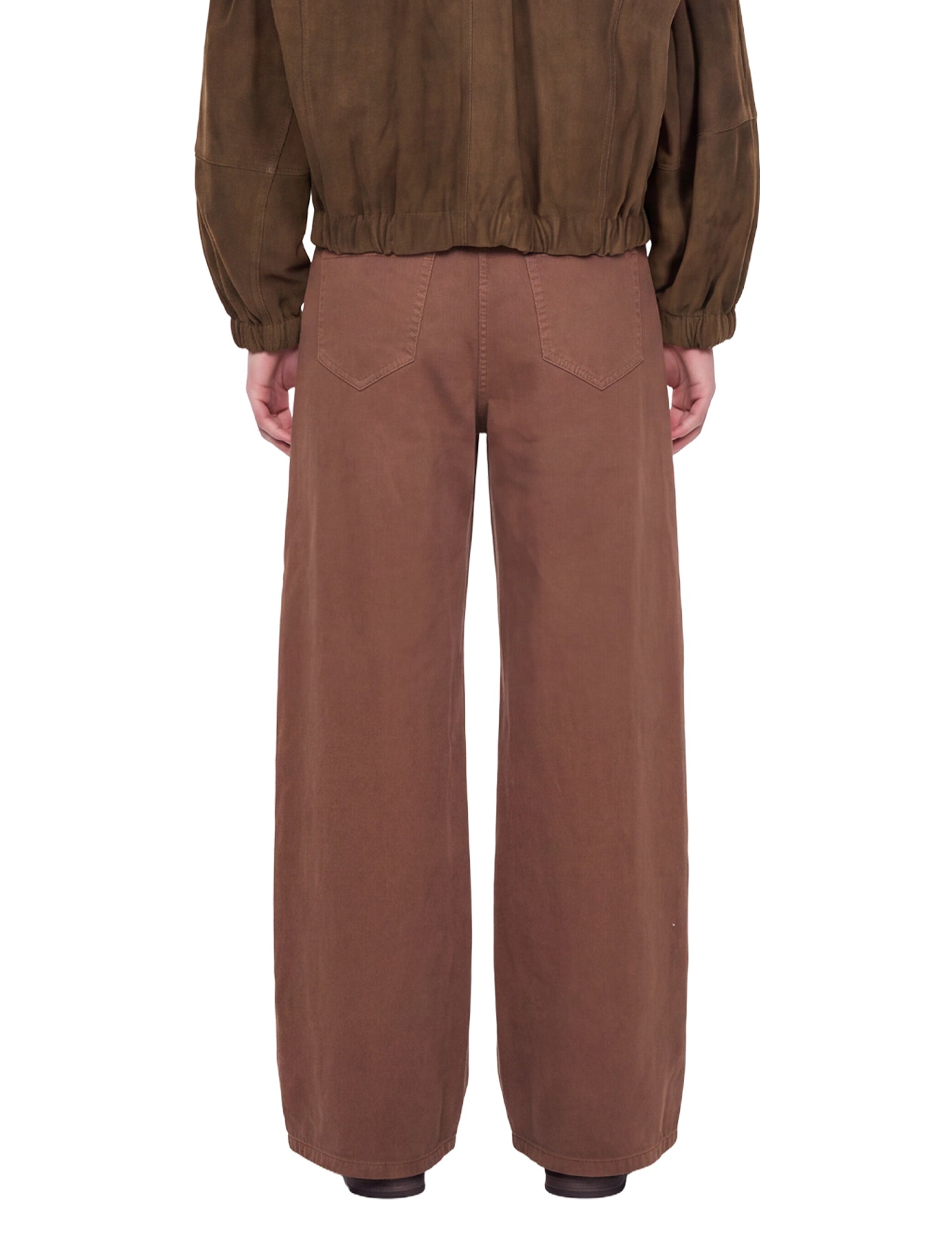 Jeans in denim a gamba ampia in marrone 