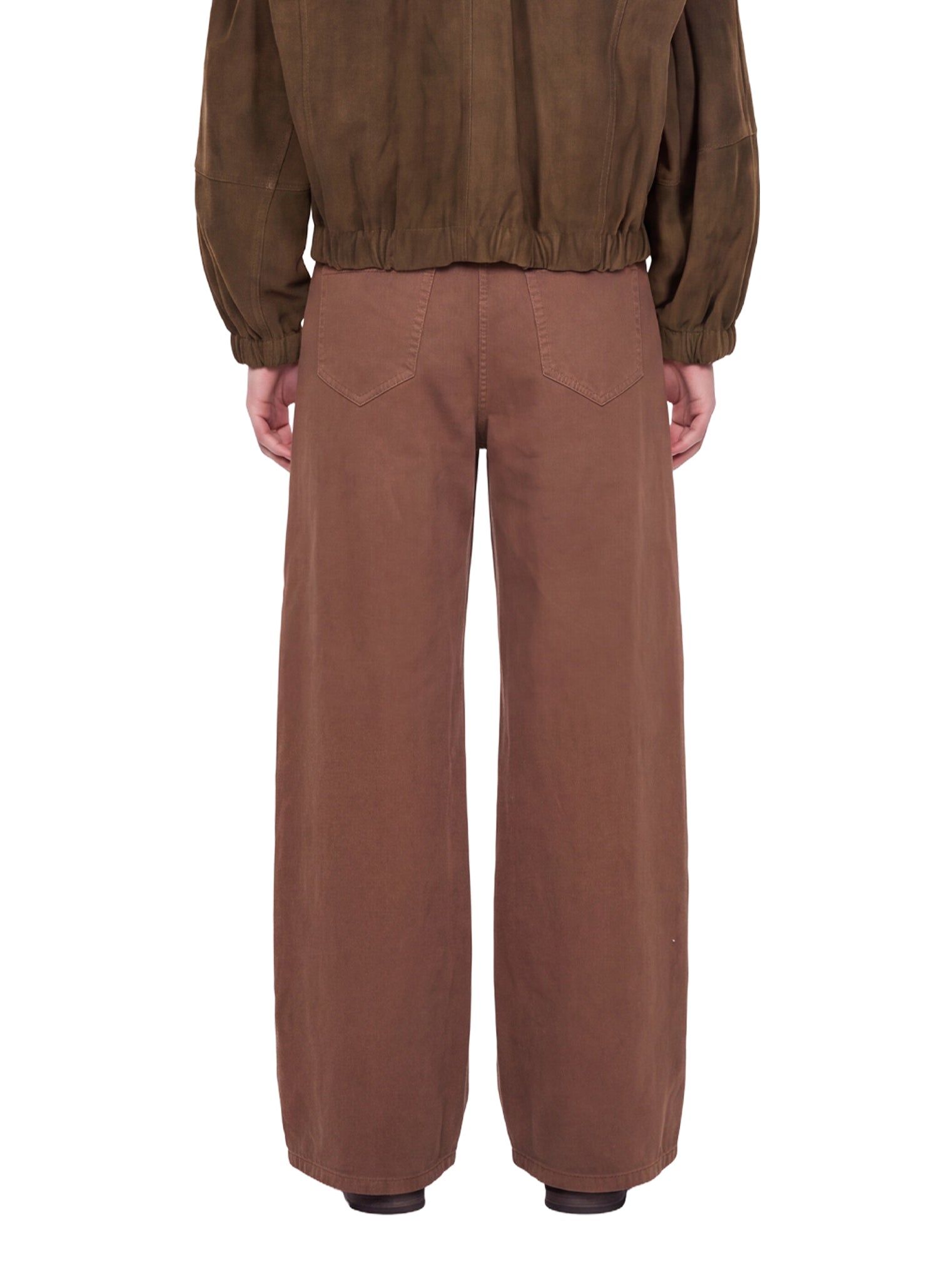 Jeans in denim a gamba ampia in marrone 