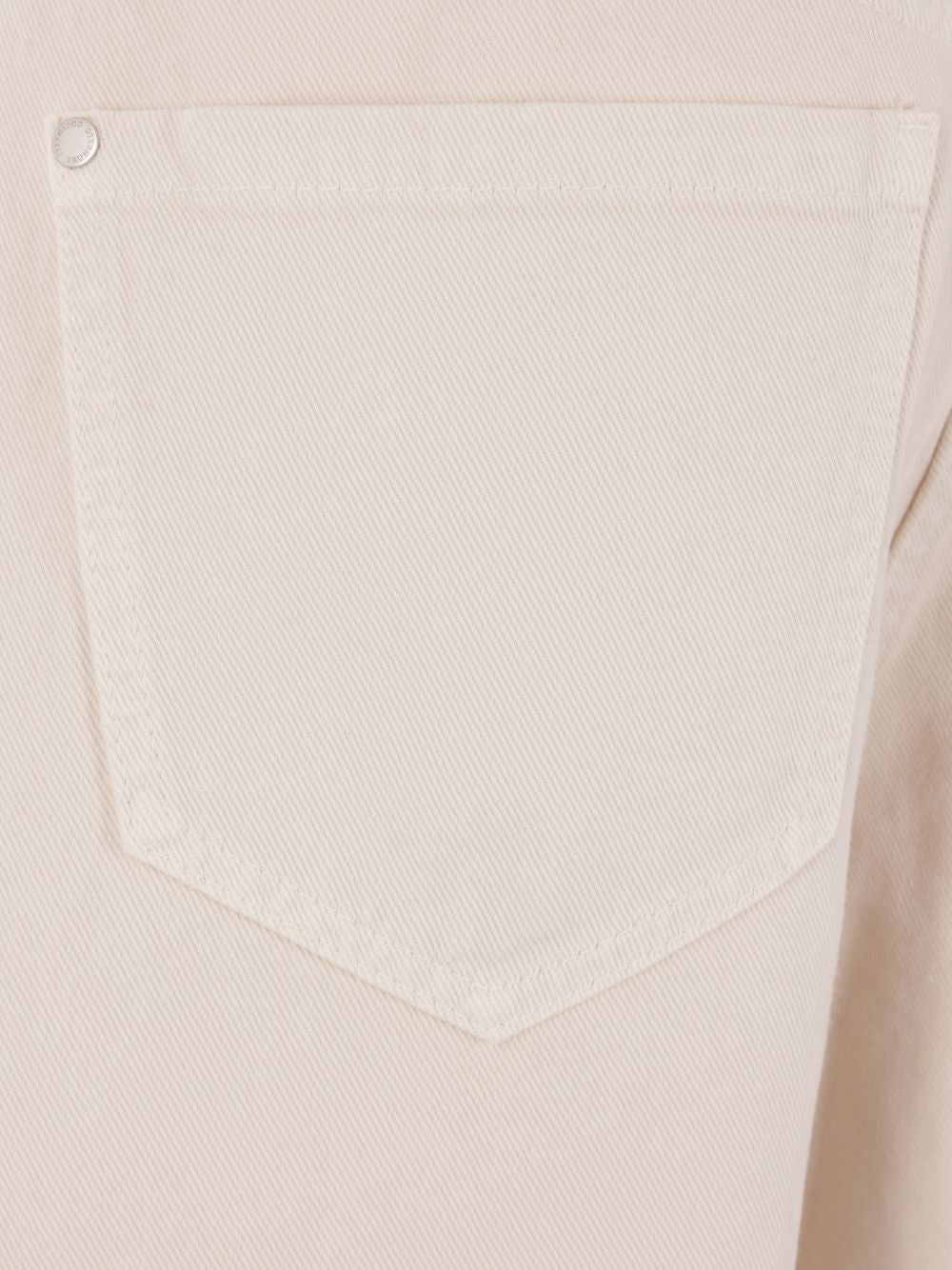 Jeans dritti con applicazione logo in avorio 