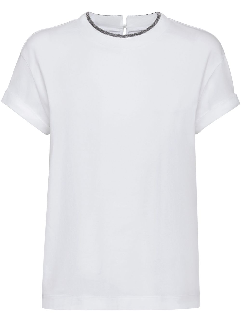 T-shirt con orlo a contrasto in bianco 