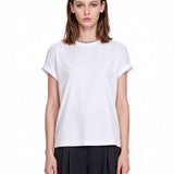T-shirt con orlo a contrasto in bianco 