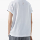 T-shirt con orlo a contrasto in bianco 