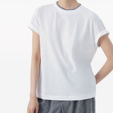 T-shirt con orlo a contrasto in bianco 