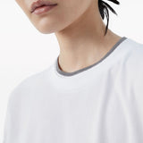 T-shirt con orlo a contrasto in bianco 