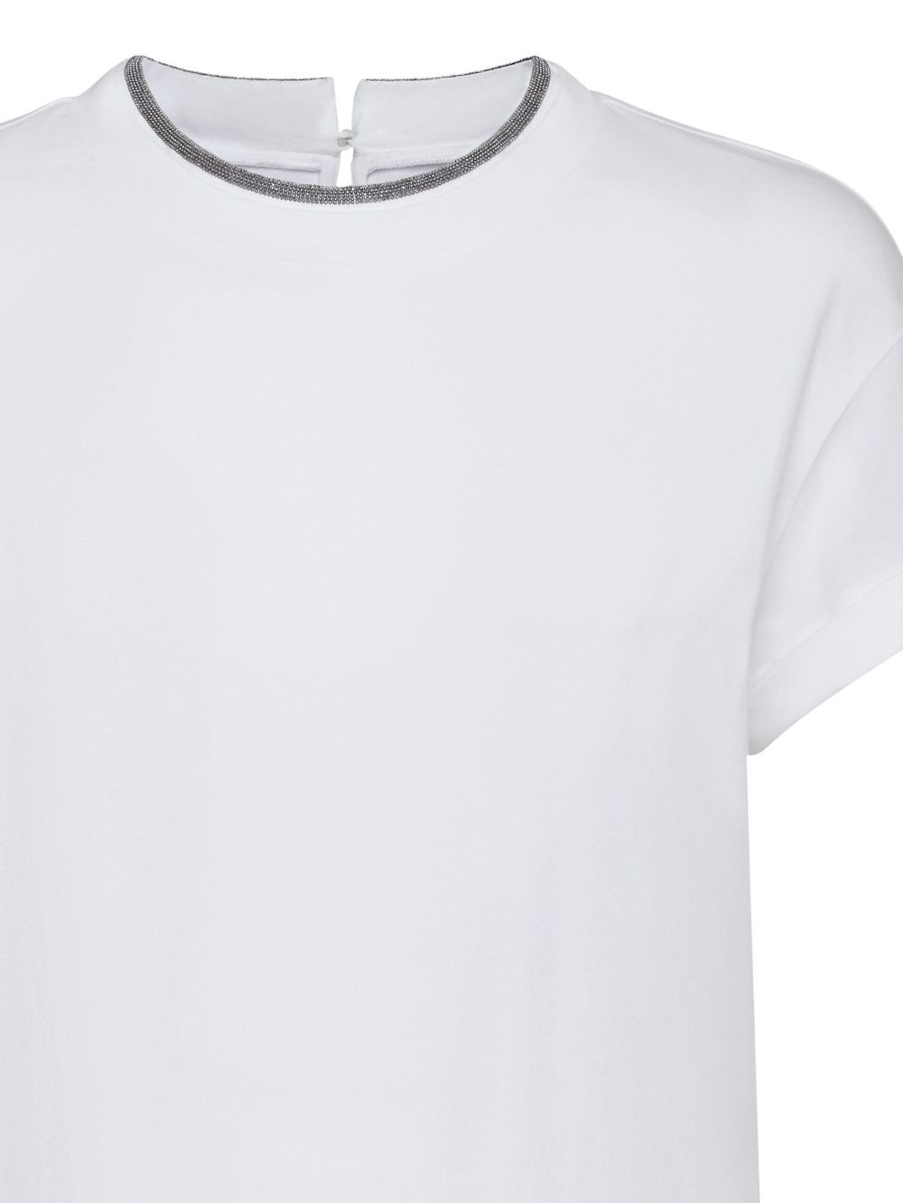 T-shirt con orlo a contrasto in bianco 