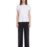 T-shirt con orlo a contrasto in bianco 
