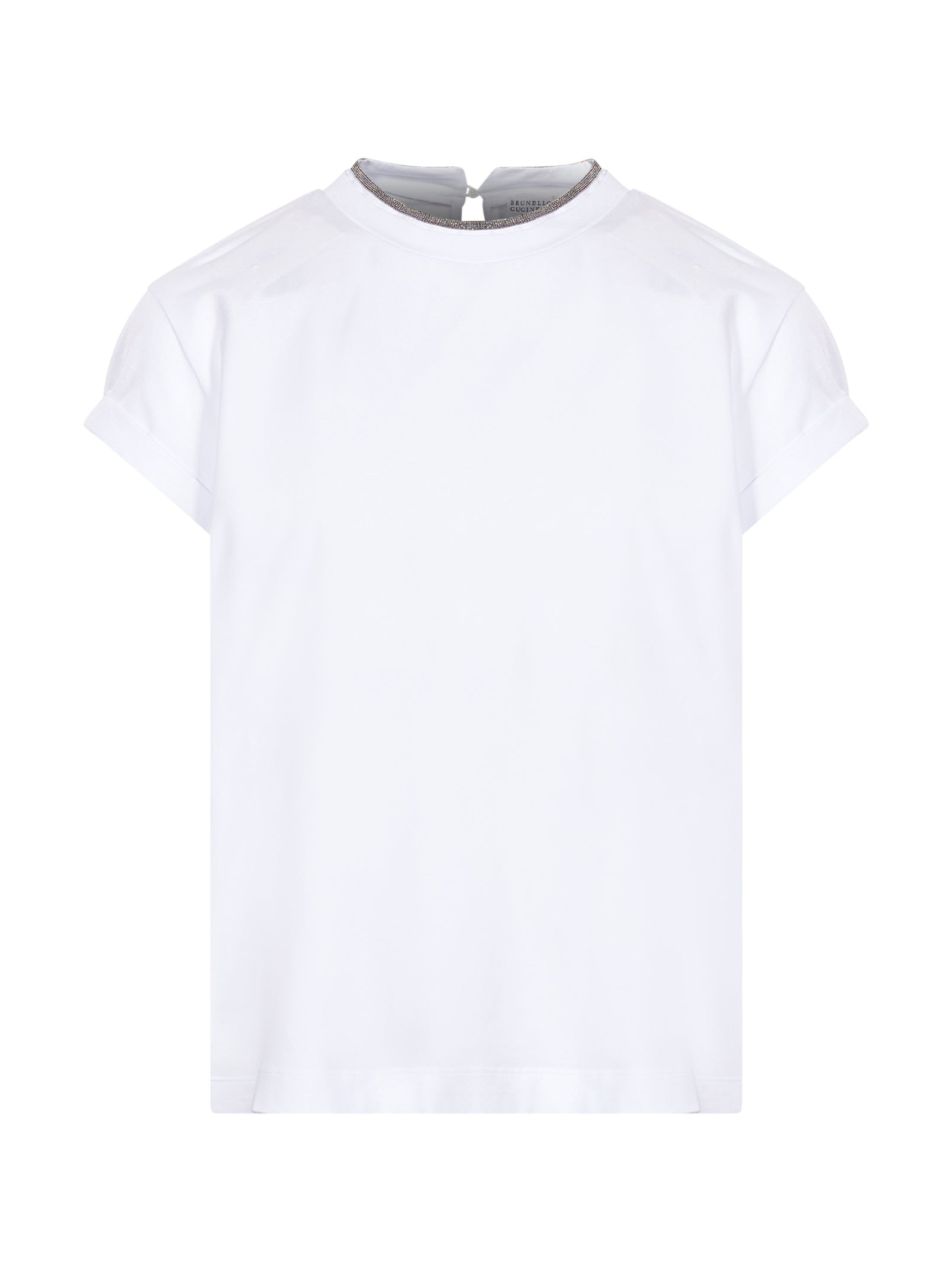 T-shirt con orlo a contrasto in bianco 