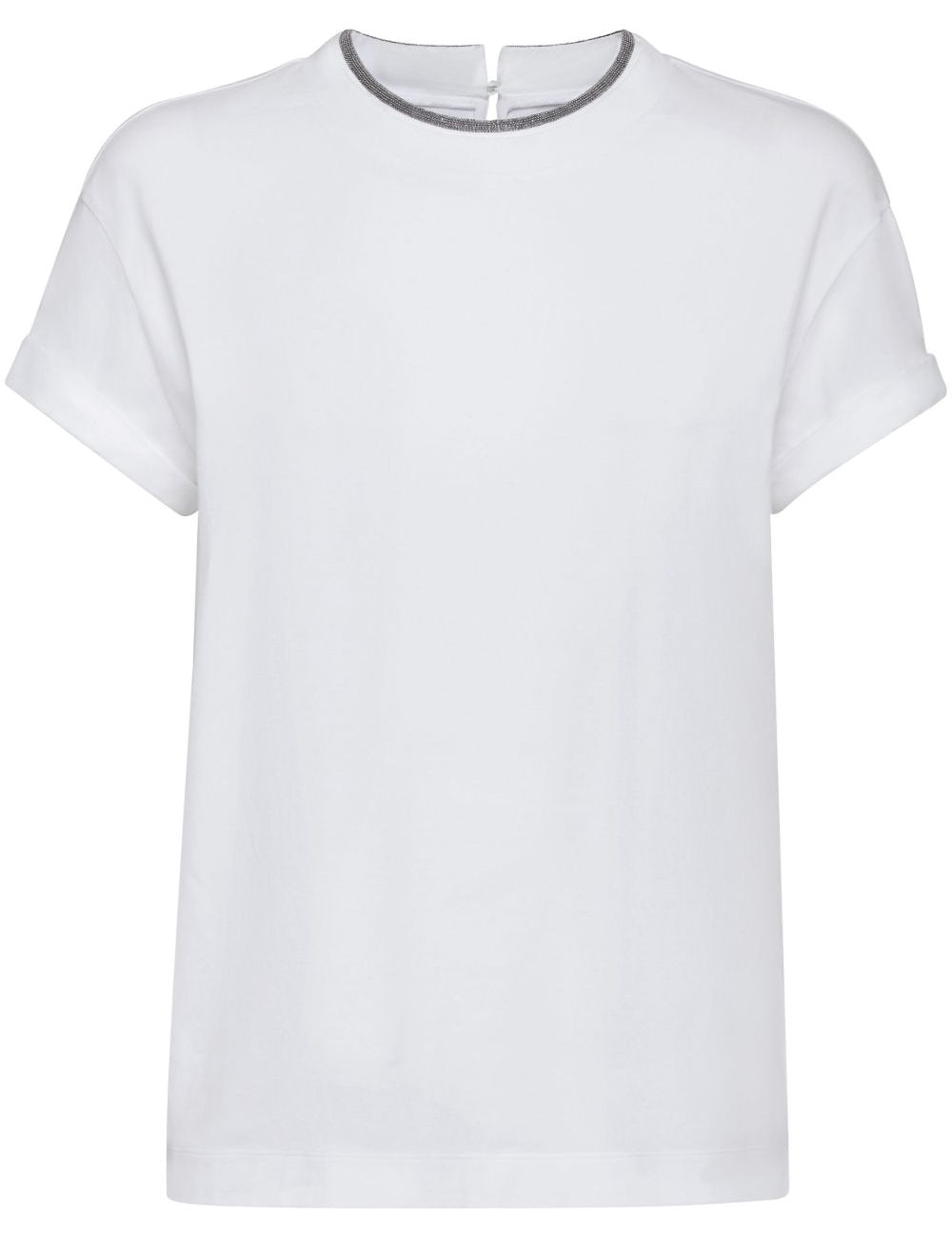 T-shirt con orlo a contrasto in bianco 