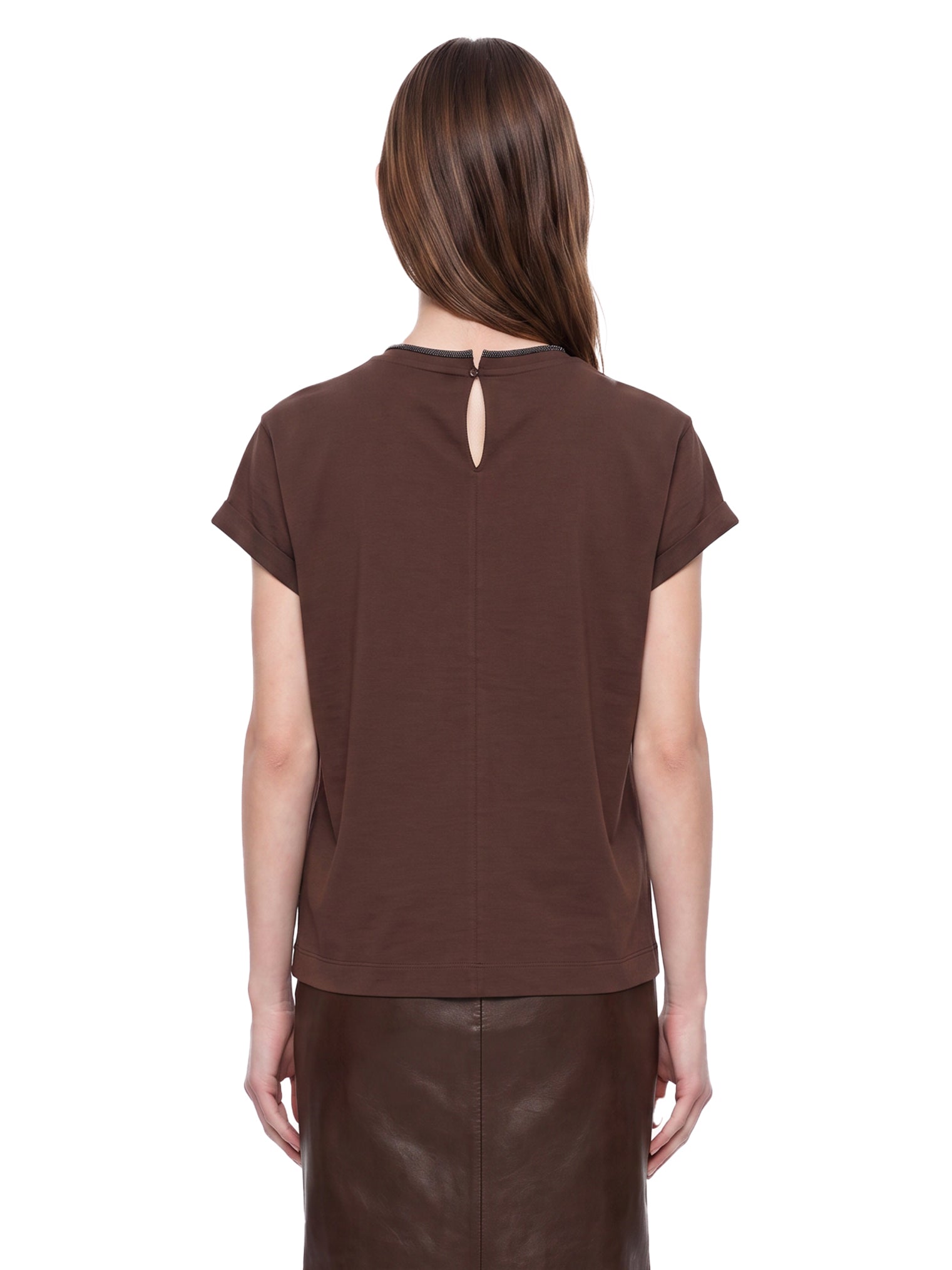 T-shirt a maniche corte in marrone 