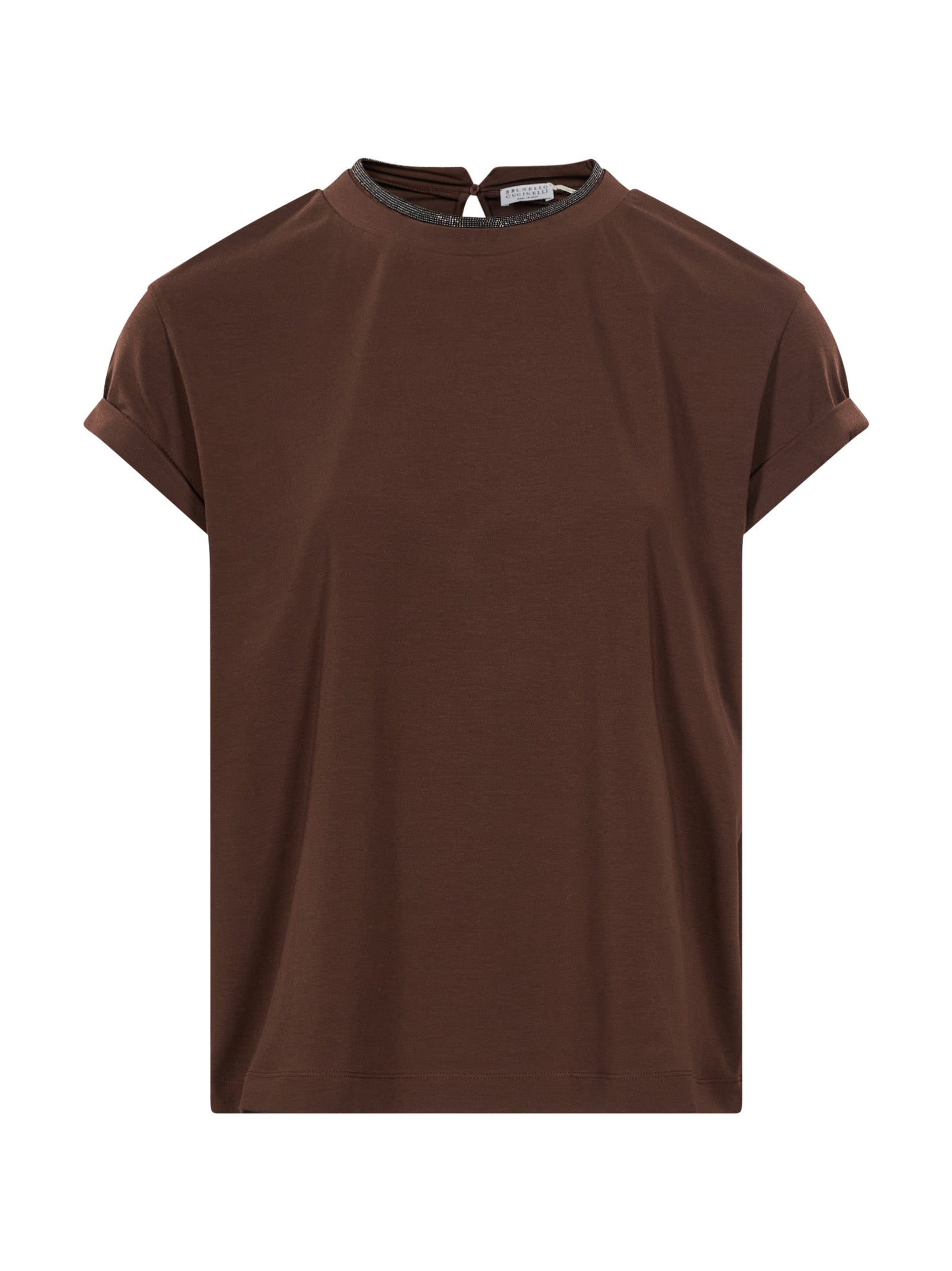 T-shirt a maniche corte in marrone 