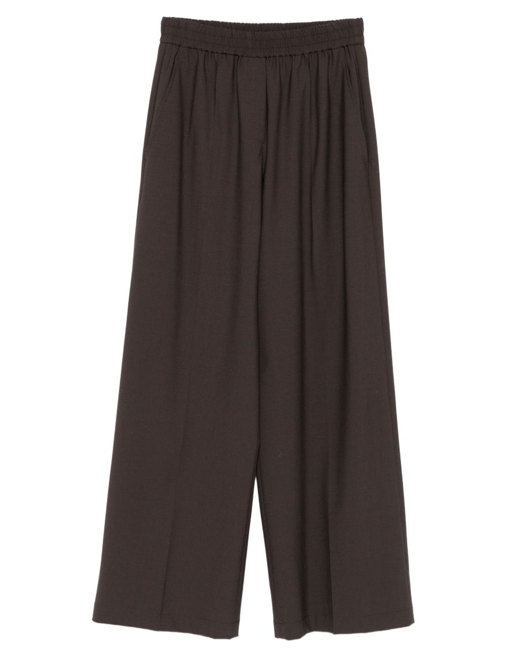 Pantaloni a gamba ampia in lana in marrone 