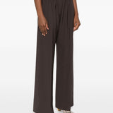 Pantaloni a gamba ampia in lana in marrone 