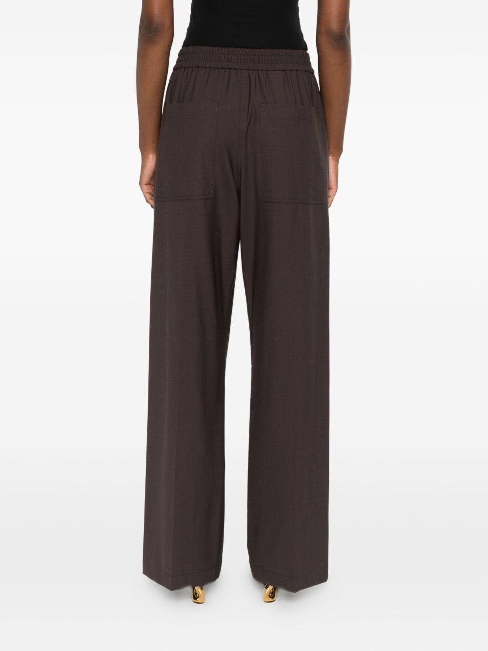 Pantaloni a gamba ampia in lana in marrone 