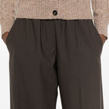 Pantaloni a gamba ampia in lana in marrone 