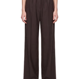 Pantaloni a gamba ampia in lana in marrone 