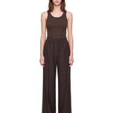 Pantaloni a gamba ampia in lana in marrone 