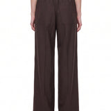 Pantaloni a gamba ampia in lana in marrone 