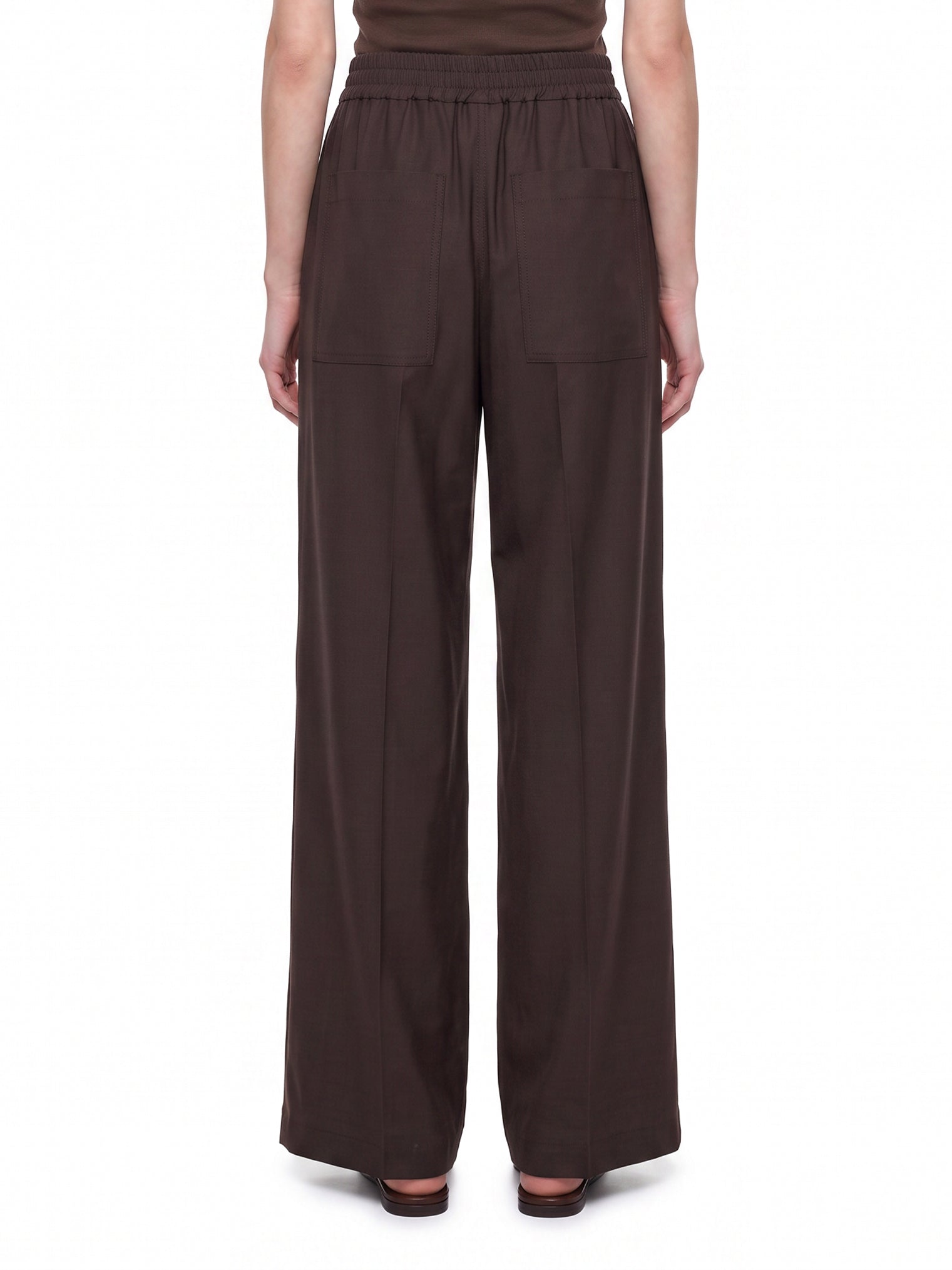 Pantaloni a gamba ampia in lana in marrone 