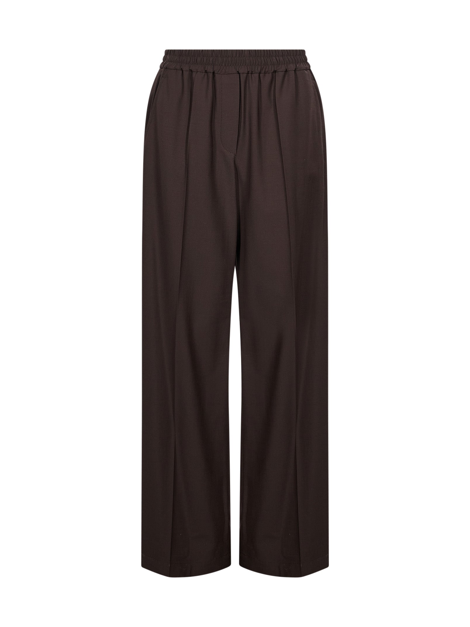 Pantaloni a gamba ampia in lana in marrone 