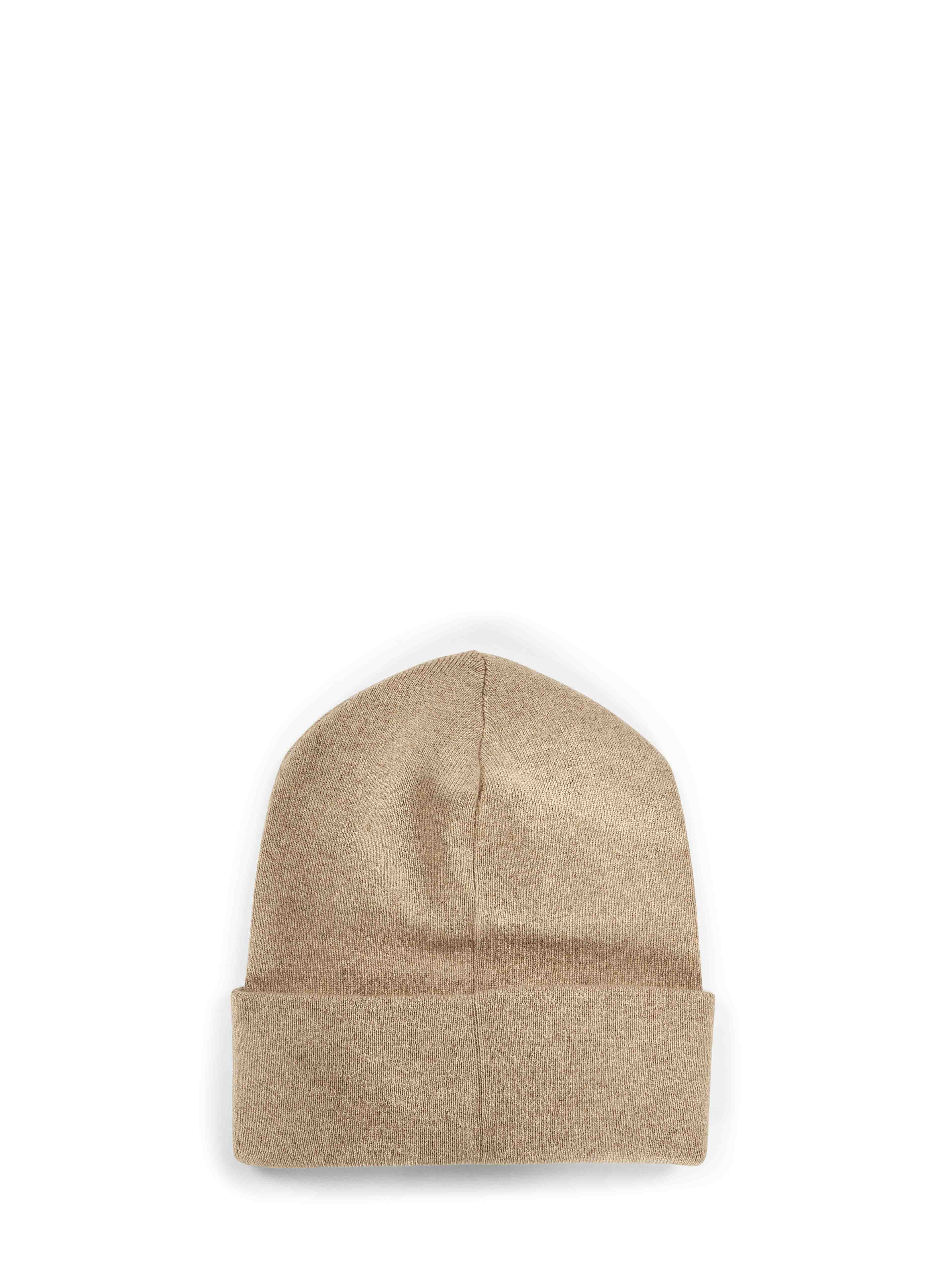 Berretto con risvolto in beige 